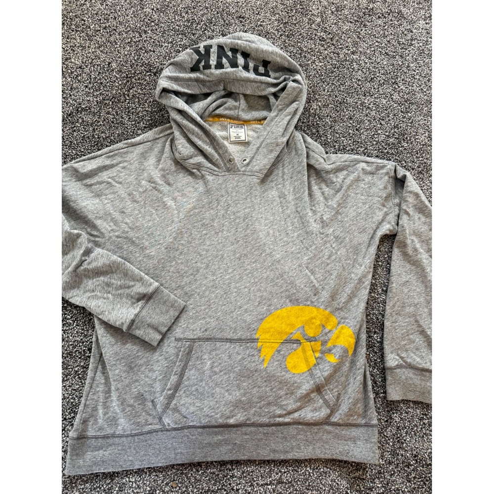 Pink Victorias Secret University of Iowa Hawkeyes Hoodie Gray Yellow M HH10